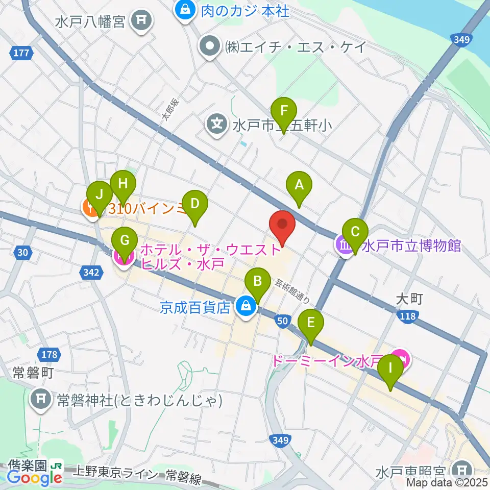 水戸芸術館周辺のコンビニエンスストア一覧地図