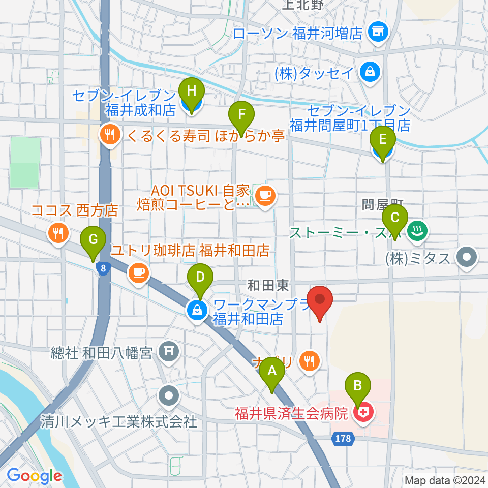 ふくい子どものための音楽教室周辺のコンビニエンスストア一覧地図