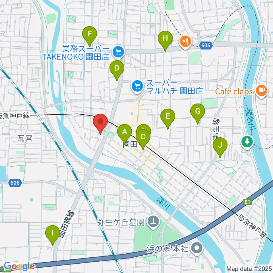 音楽教室アワーズ周辺のコンビニエンスストア一覧地図