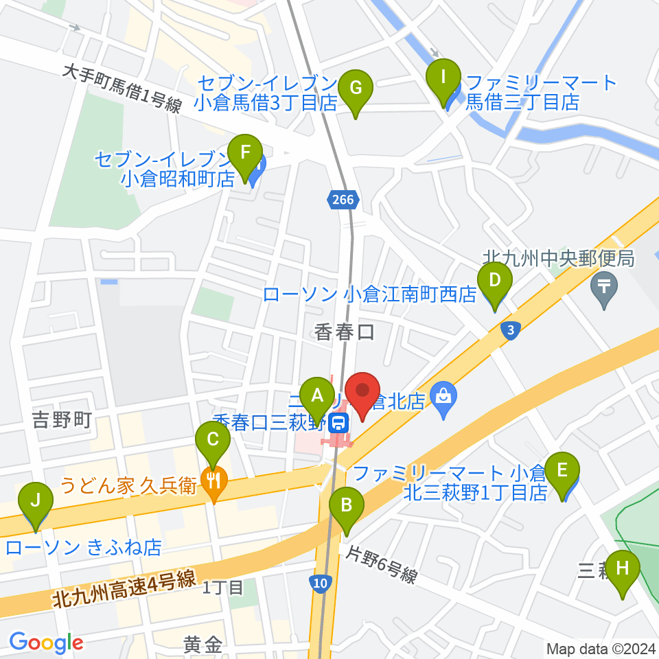 篠崎ミュージックアカデミー北九州校周辺のコンビニエンスストア一覧地図