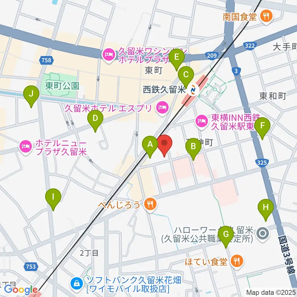 木下楽器店クルメセンター周辺のコンビニエンスストア一覧地図