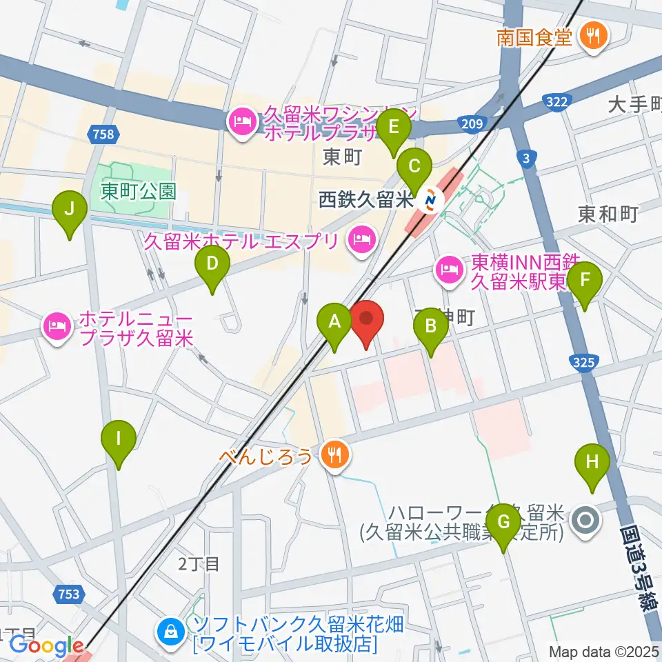木下楽器店クルメセンター周辺のコンビニエンスストア一覧地図