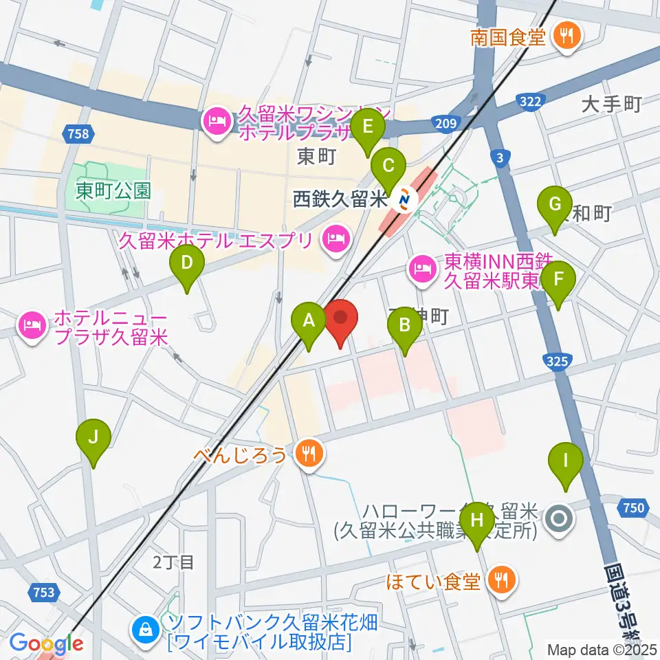 木下楽器店クルメセンター周辺のコンビニエンスストア一覧地図