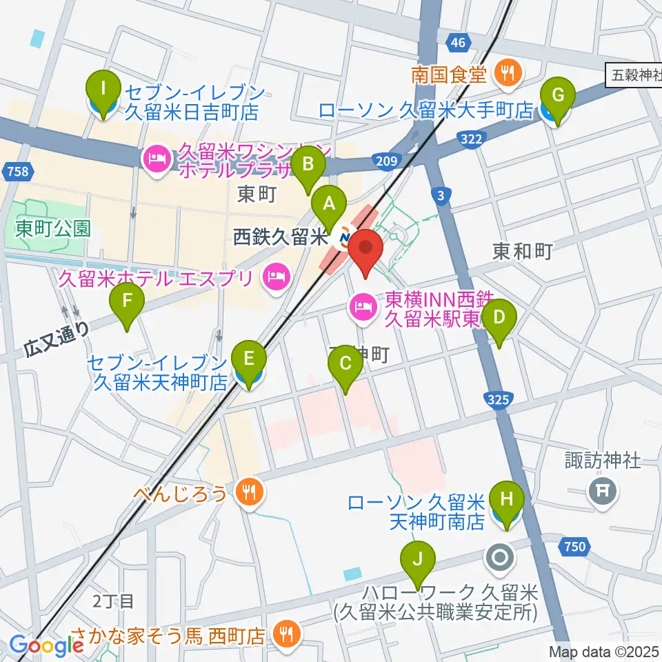 アイ&カルチャ久留米周辺のコンビニエンスストア一覧地図