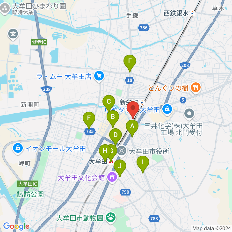 アイ＆カルチャ大牟田周辺のコンビニエンスストア一覧地図