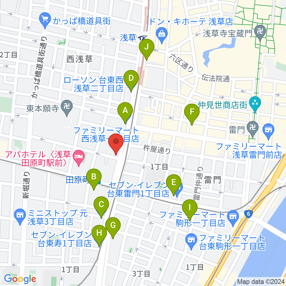 コマキ楽器 ジャパンパーカッションセンター周辺のコンビニエンスストア一覧地図