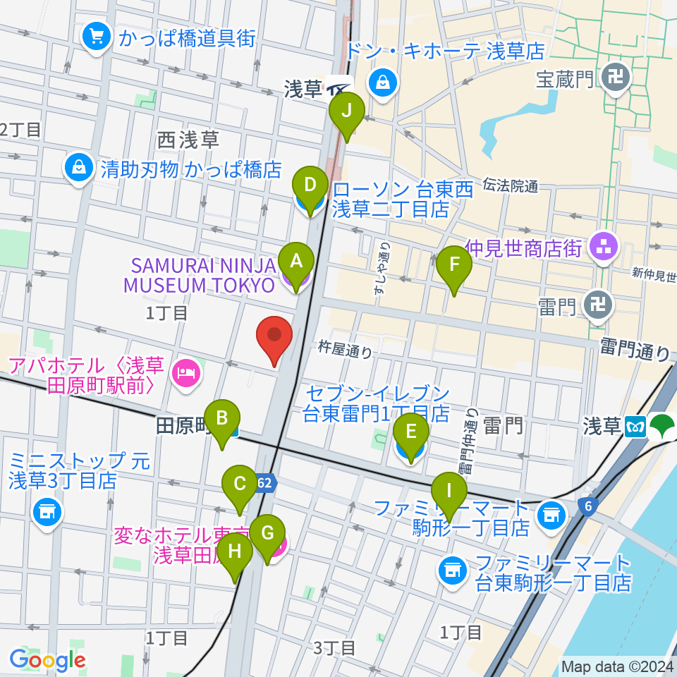 コマキ楽器 ジャパンパーカッションセンター周辺のコンビニエンスストア一覧地図