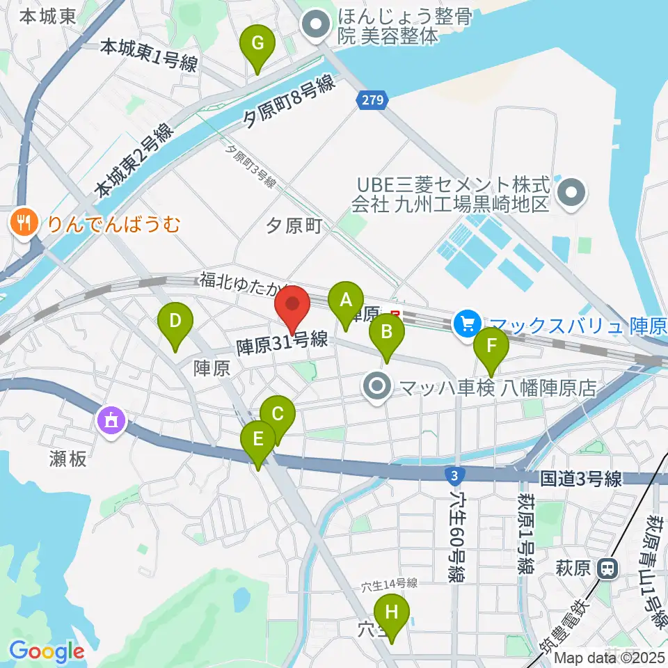 陣原LAZY周辺のコンビニエンスストア一覧地図