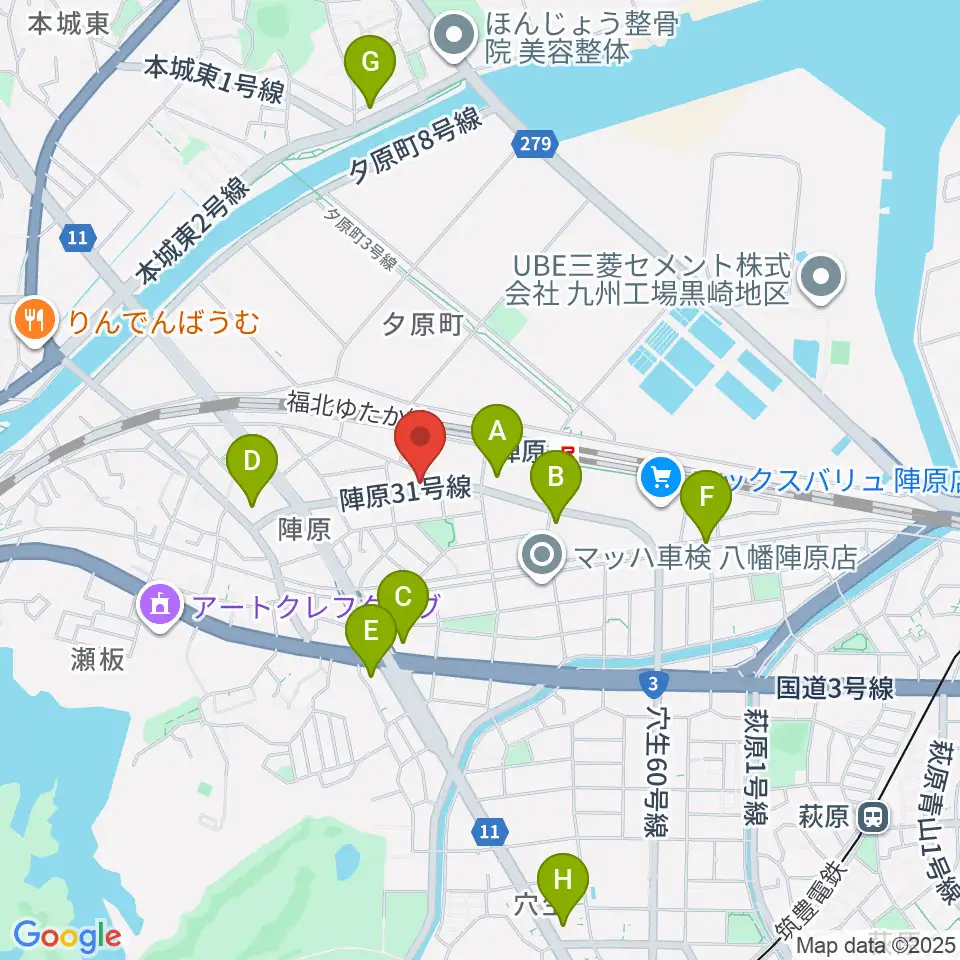 陣原LAZY周辺のコンビニエンスストア一覧地図