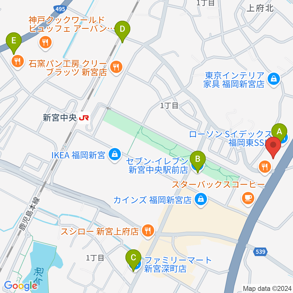 MUSIC STUDIO BEBOP周辺のコンビニエンスストア一覧地図