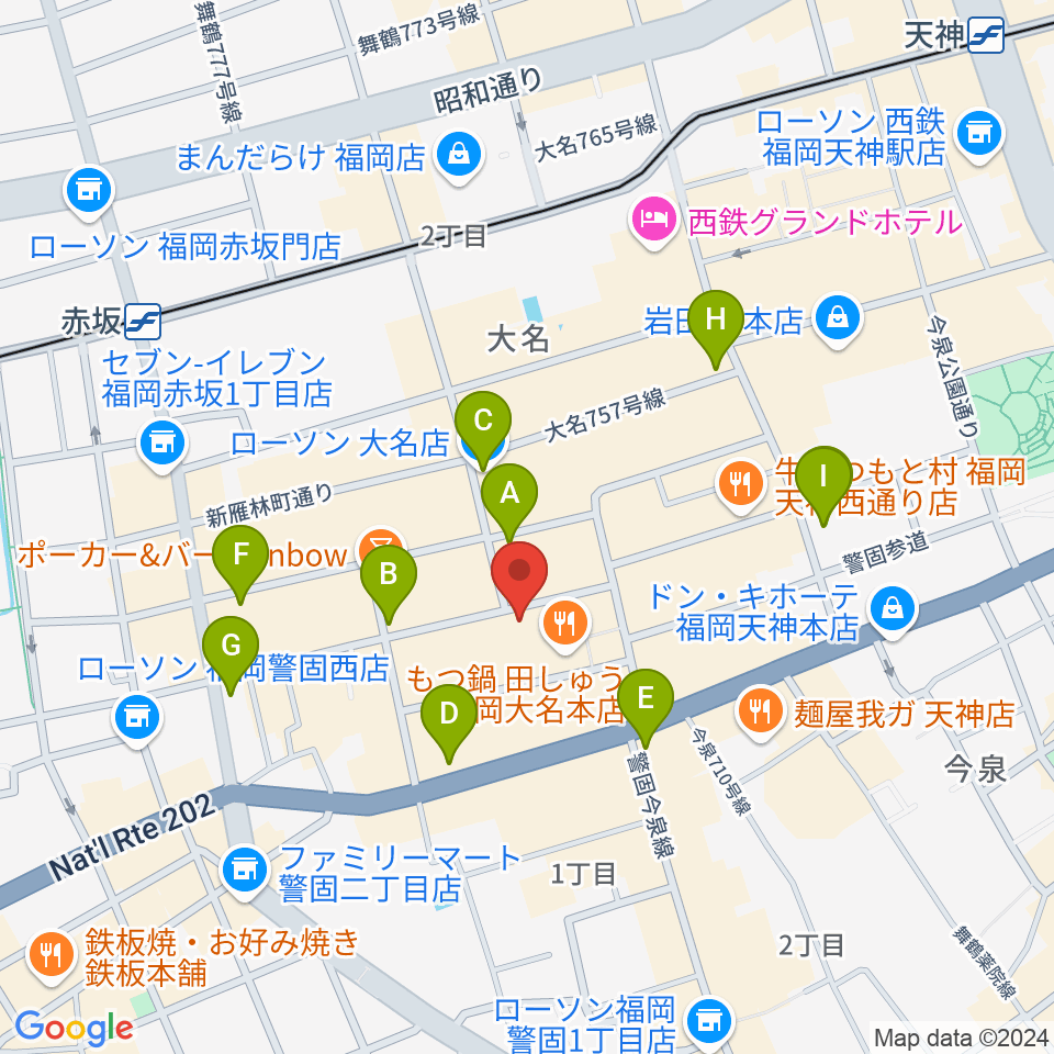 大名MKホール周辺のコンビニエンスストア一覧地図