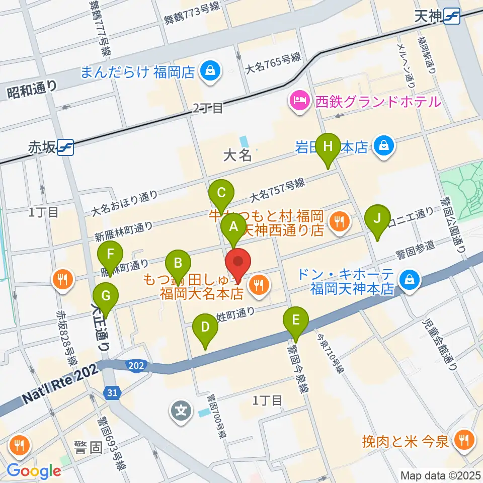 大名MKホール周辺のコンビニエンスストア一覧地図