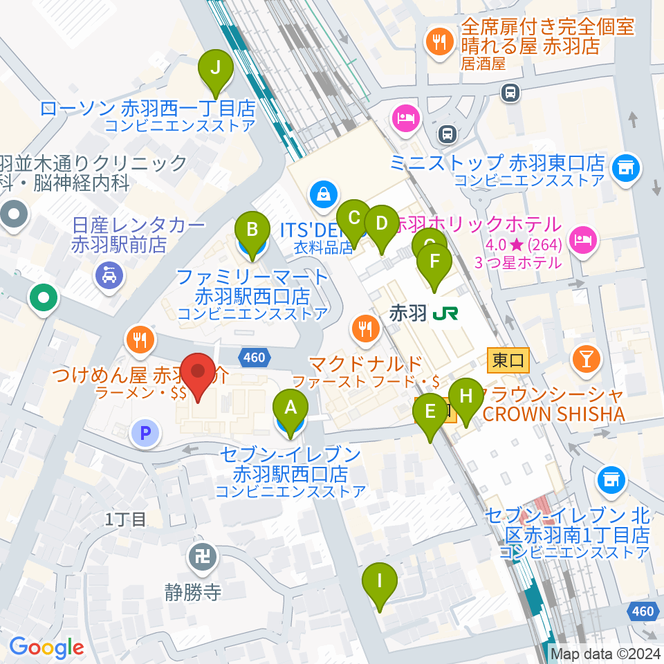 島村楽器イトーヨーカドー赤羽店周辺のコンビニエンスストア一覧地図