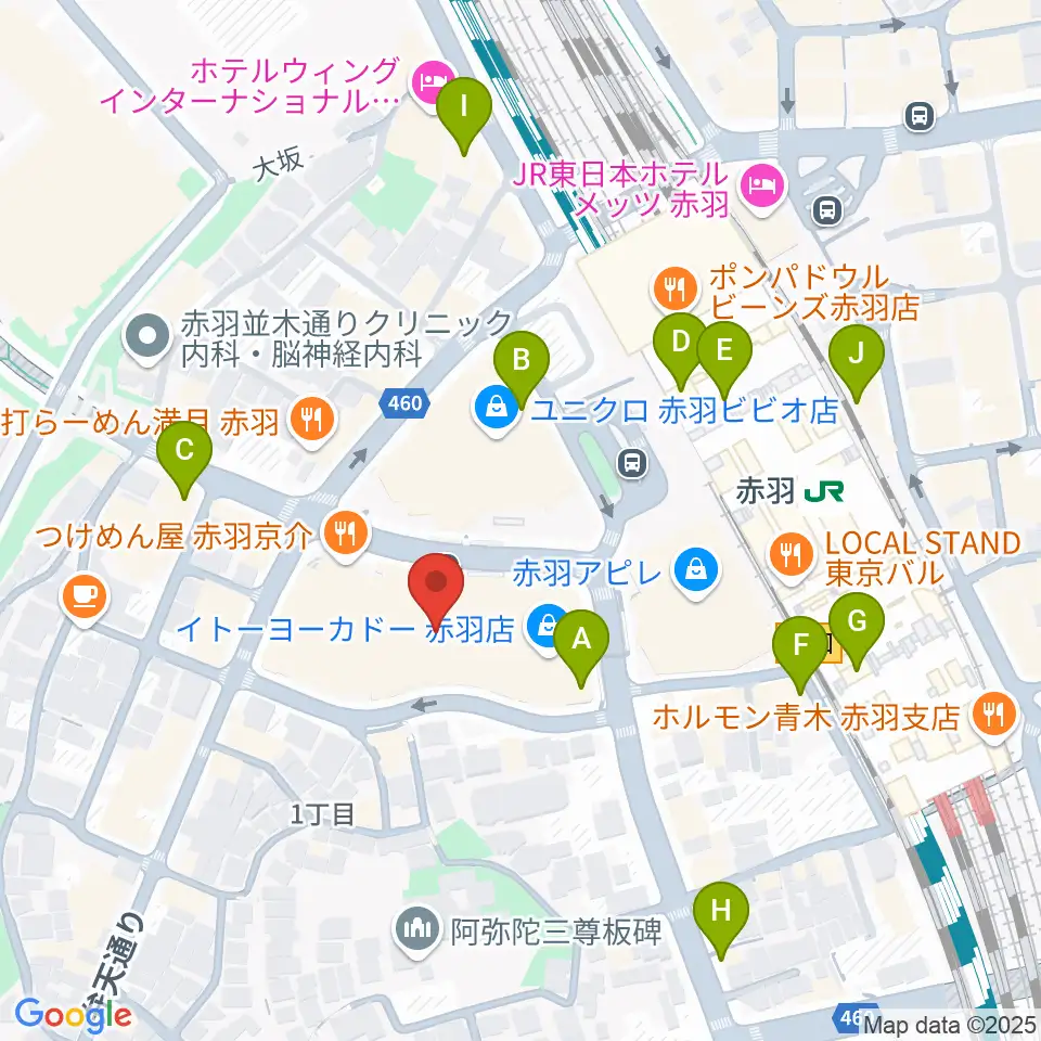島村楽器イトーヨーカドー赤羽店周辺のコンビニエンスストア一覧地図