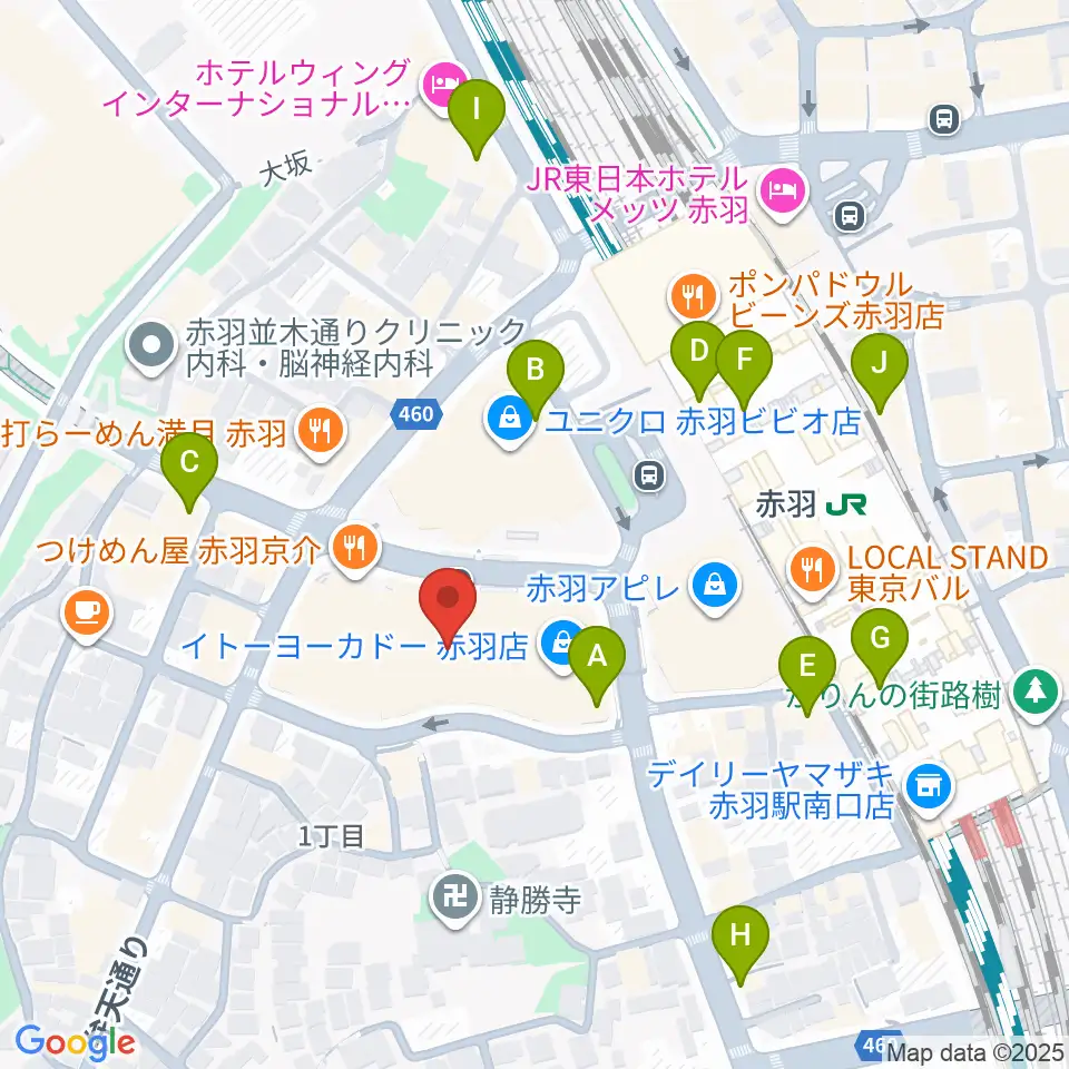 島村楽器イトーヨーカドー赤羽店周辺のコンビニエンスストア一覧地図