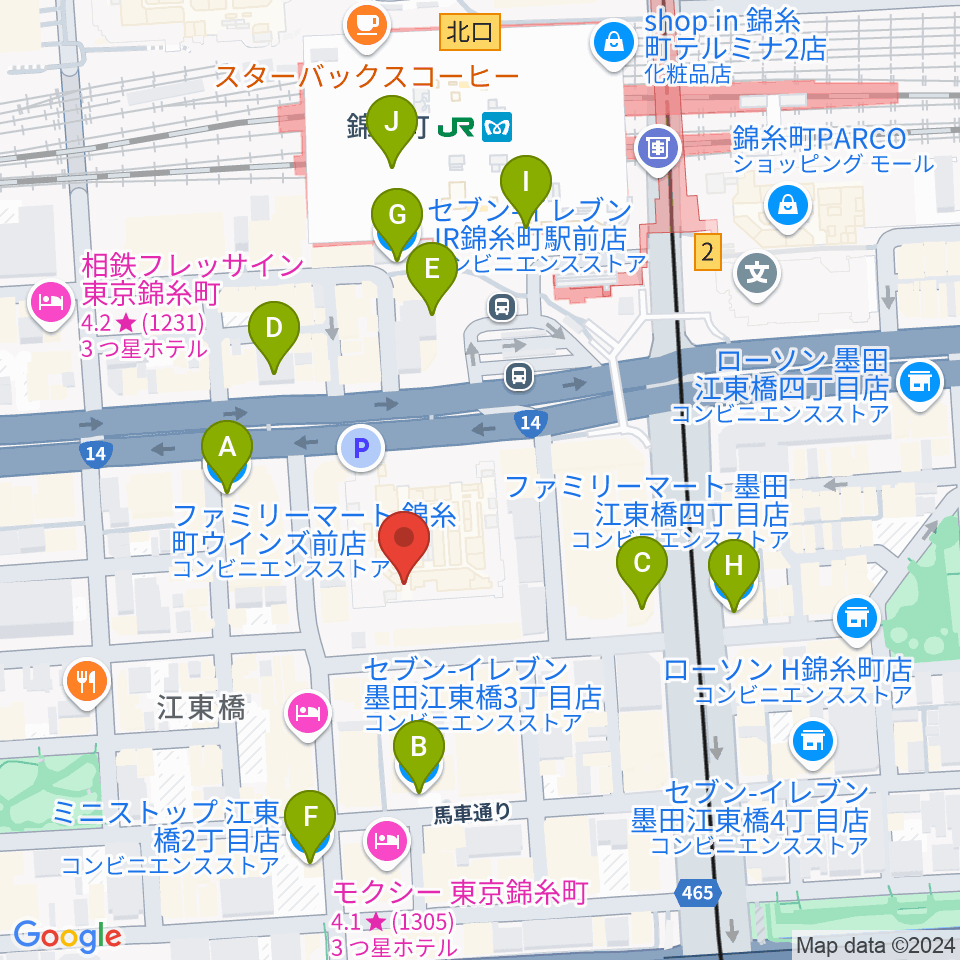 島村楽器 丸井錦糸町クラシック店周辺のコンビニエンスストア一覧地図