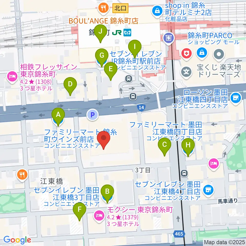 島村楽器 丸井錦糸町クラシック店周辺のコンビニエンスストア一覧地図