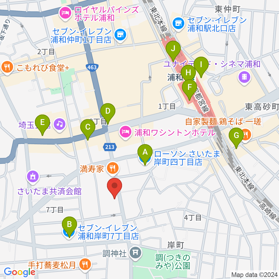 柏屋楽器フォーラム周辺のコンビニエンスストア一覧地図