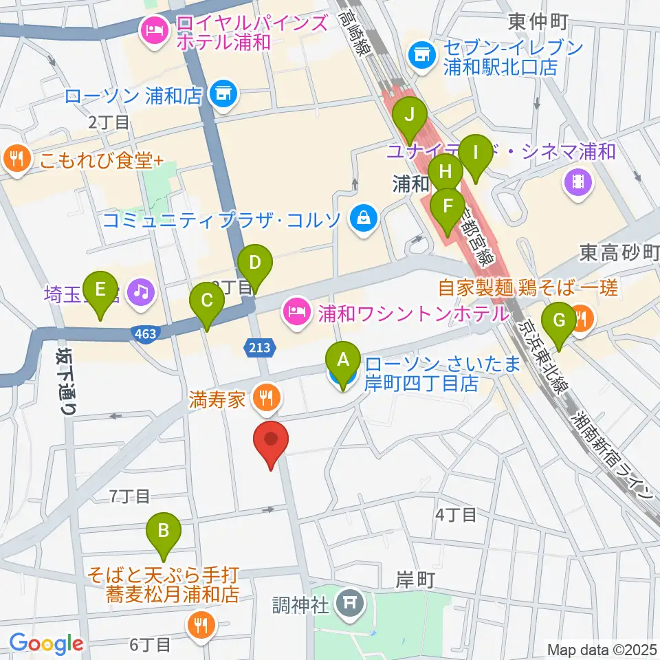 柏屋楽器フォーラム周辺のコンビニエンスストア一覧地図
