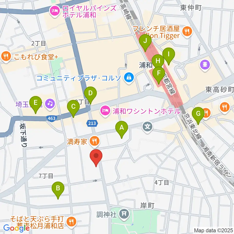柏屋楽器フォーラム周辺のコンビニエンスストア一覧地図