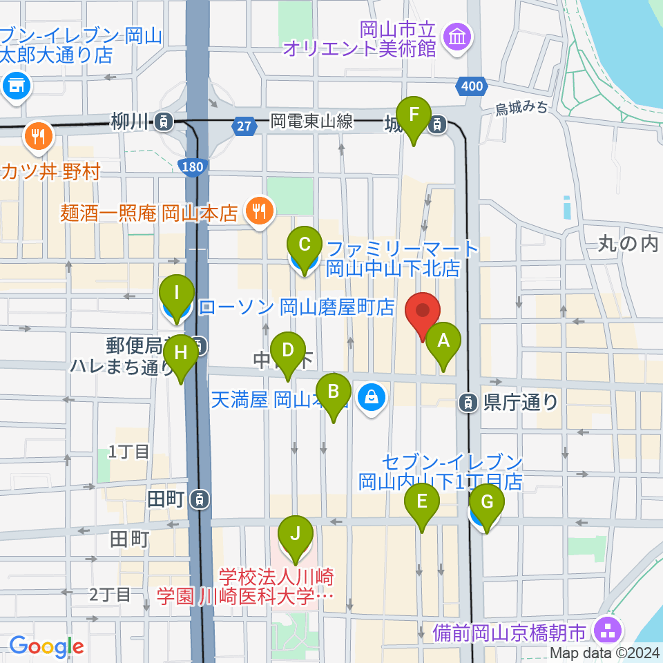 岡山イマージュ周辺のコンビニエンスストア一覧地図