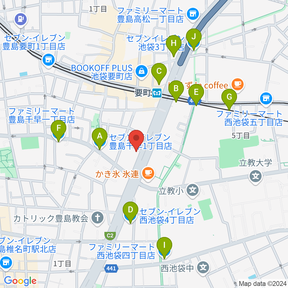 黒坂音楽工房周辺のコンビニエンスストア一覧地図