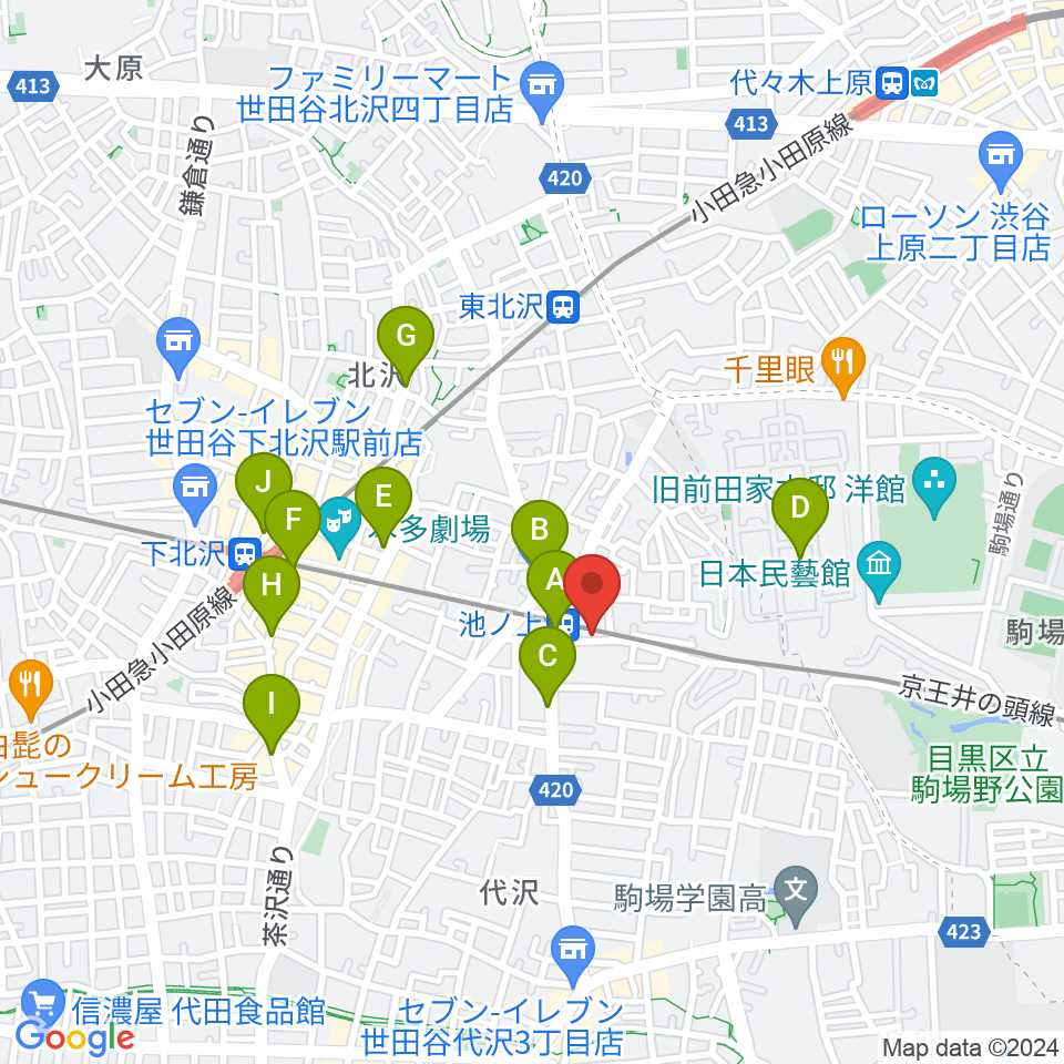 ヤマテピアノ周辺のコンビニエンスストア一覧地図