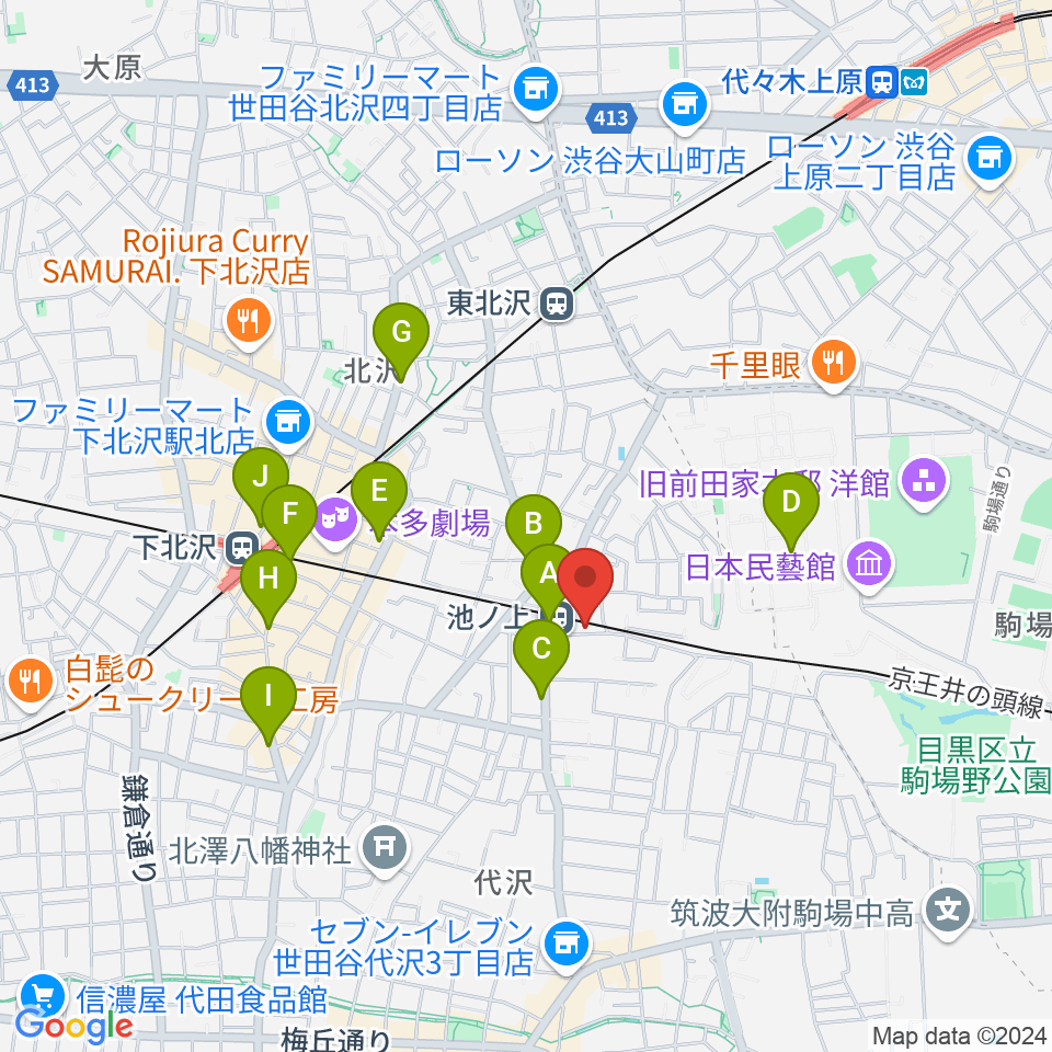 ヤマテピアノ周辺のコンビニエンスストア一覧地図