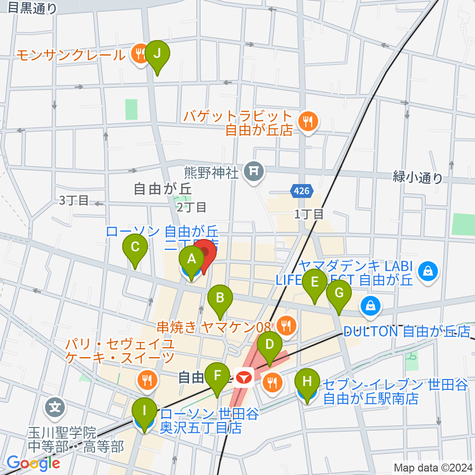 ラマンダ シャンソン教室周辺のコンビニエンスストア一覧地図