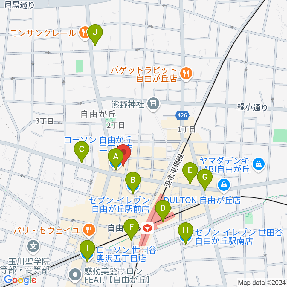 ラマンダ シャンソン教室周辺のコンビニエンスストア一覧地図