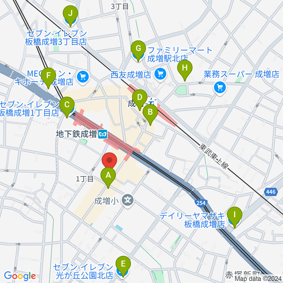 サクライ楽器 成増本店周辺のコンビニエンスストア一覧地図