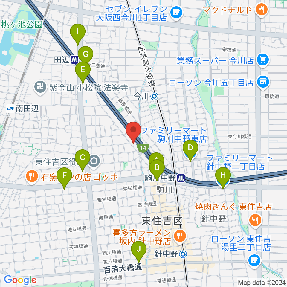 ナガイミュージックスタジオ周辺のコンビニエンスストア一覧地図