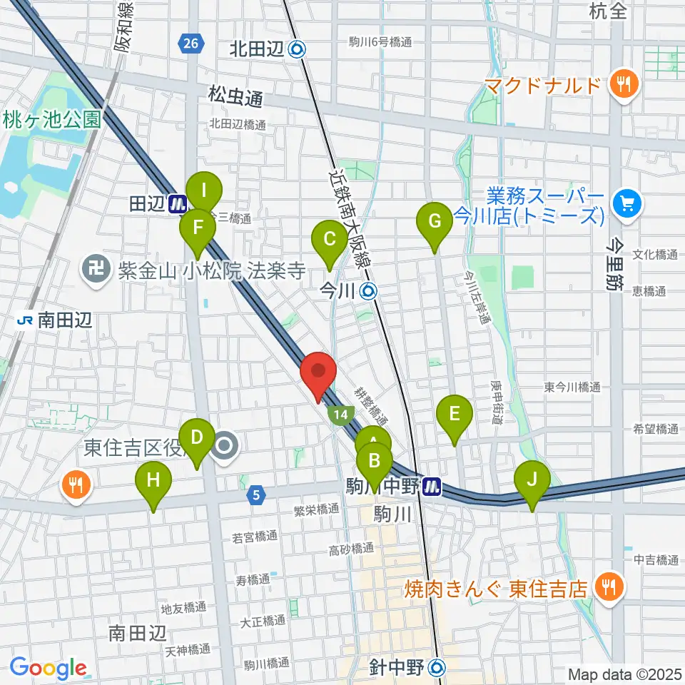 ナガイミュージックスタジオ周辺のコンビニエンスストア一覧地図