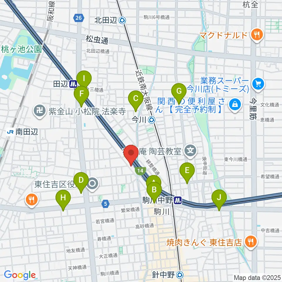 ナガイミュージックスタジオ周辺のコンビニエンスストア一覧地図