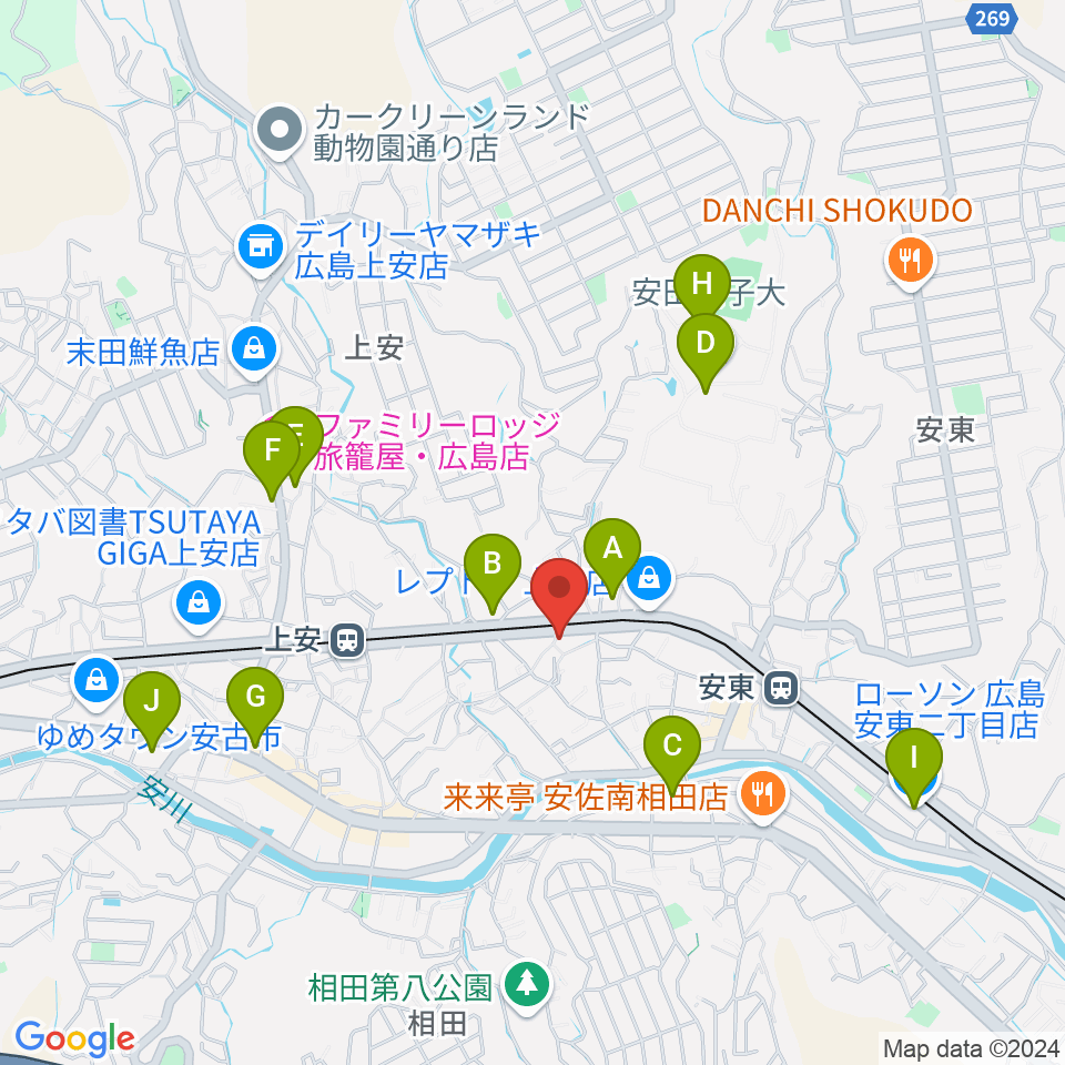 フォレスト楽器広島店周辺のコンビニエンスストア一覧地図