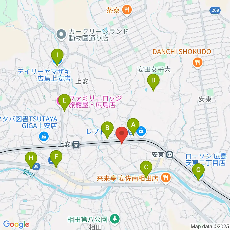 フォレスト楽器広島店周辺のコンビニエンスストア一覧地図