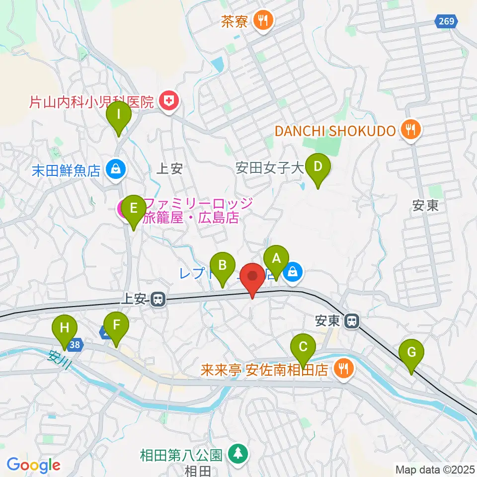フォレスト楽器広島店周辺のコンビニエンスストア一覧地図