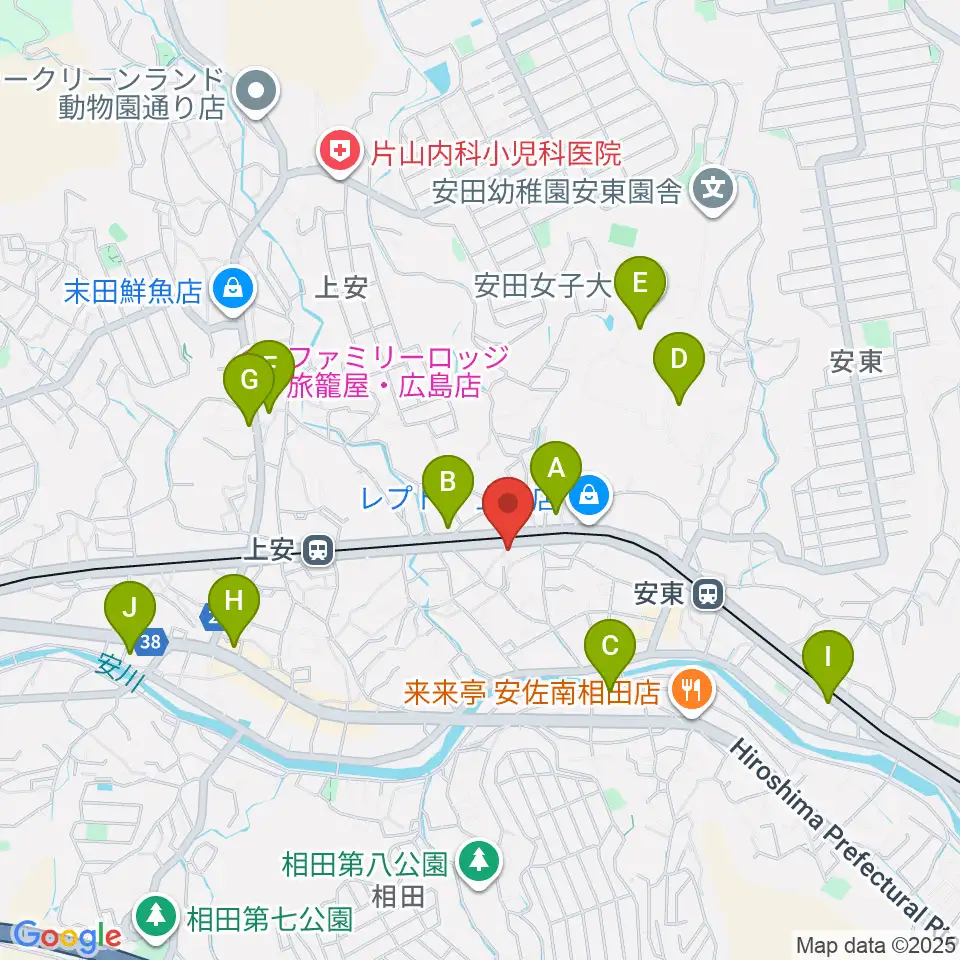 フォレスト楽器広島店周辺のコンビニエンスストア一覧地図