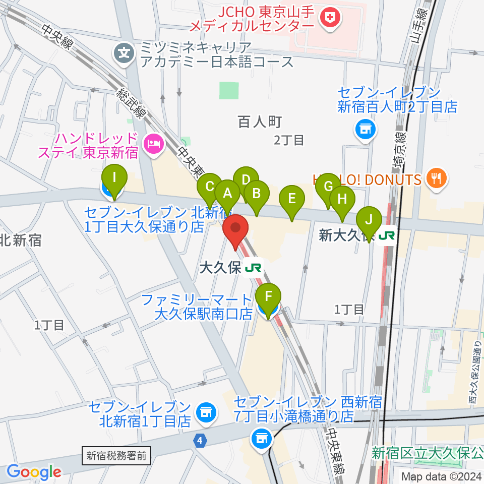 大久保スタジオM周辺のコンビニエンスストア一覧地図