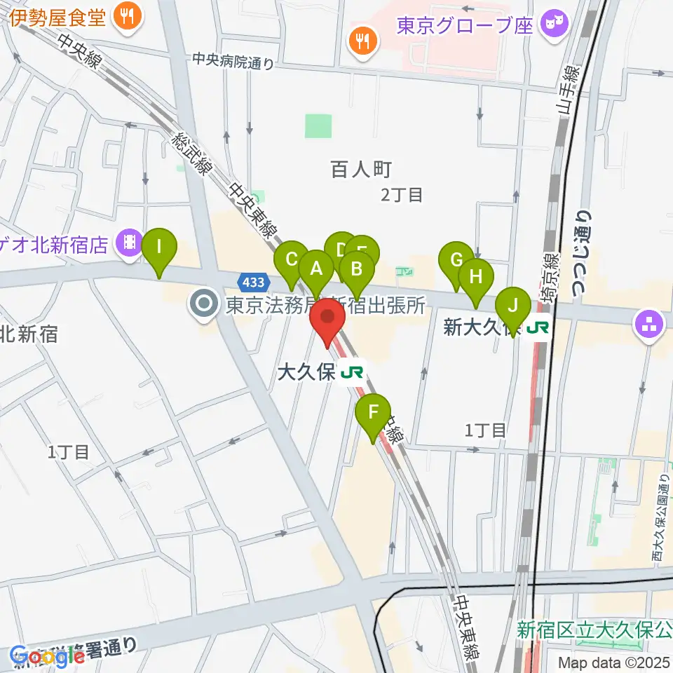 大久保スタジオM周辺のコンビニエンスストア一覧地図