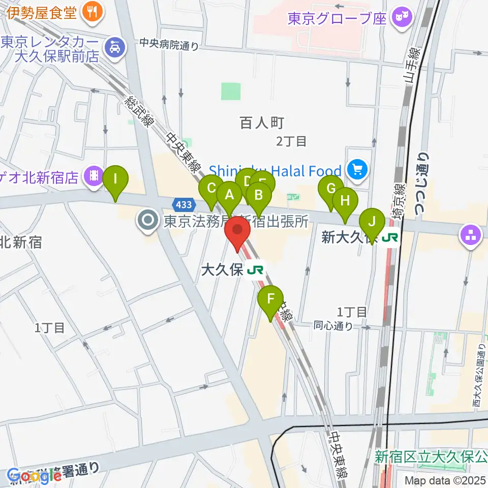 大久保スタジオM周辺のコンビニエンスストア一覧地図