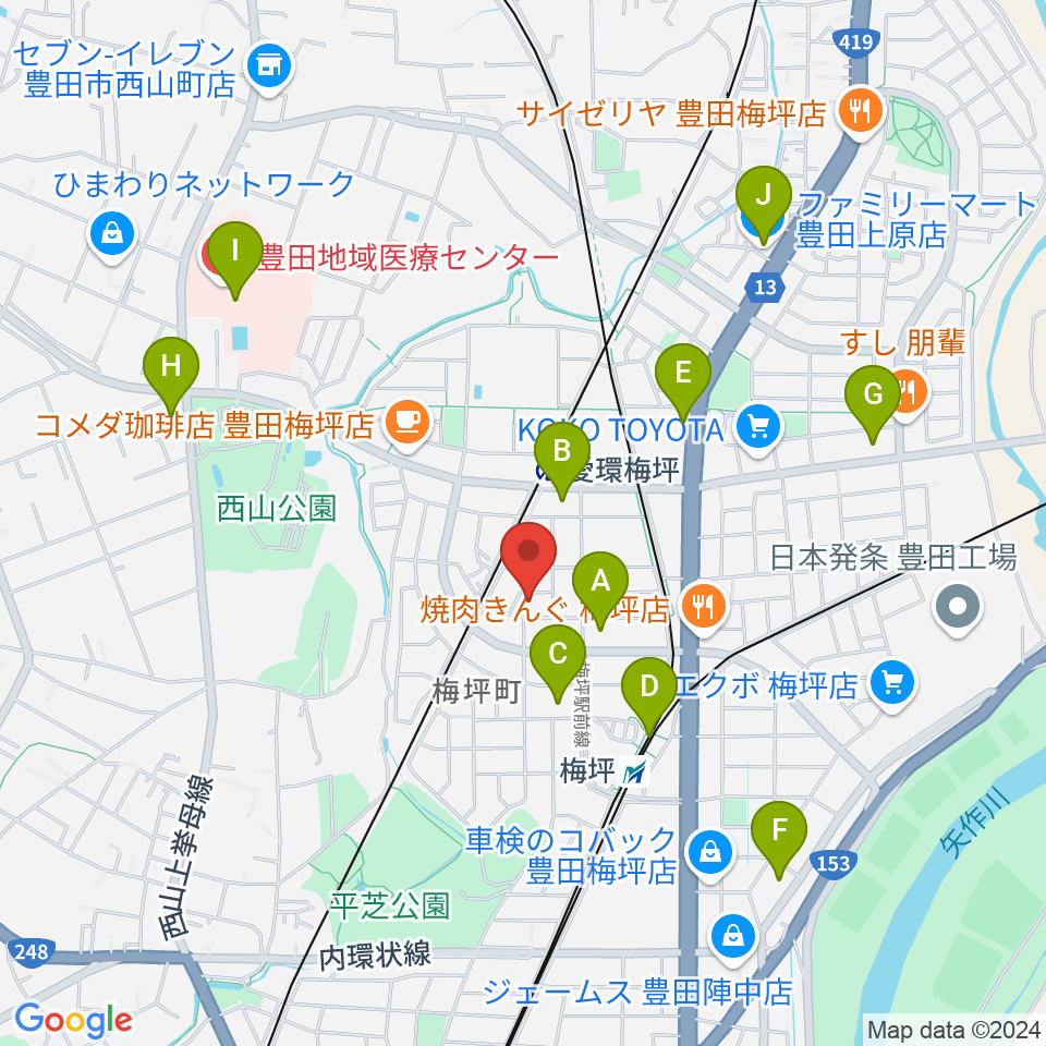 マルショー楽器豊田店周辺のコンビニエンスストア一覧地図