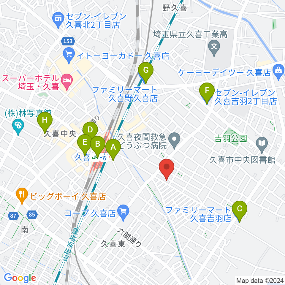 アルプス楽器周辺のコンビニエンスストア一覧地図