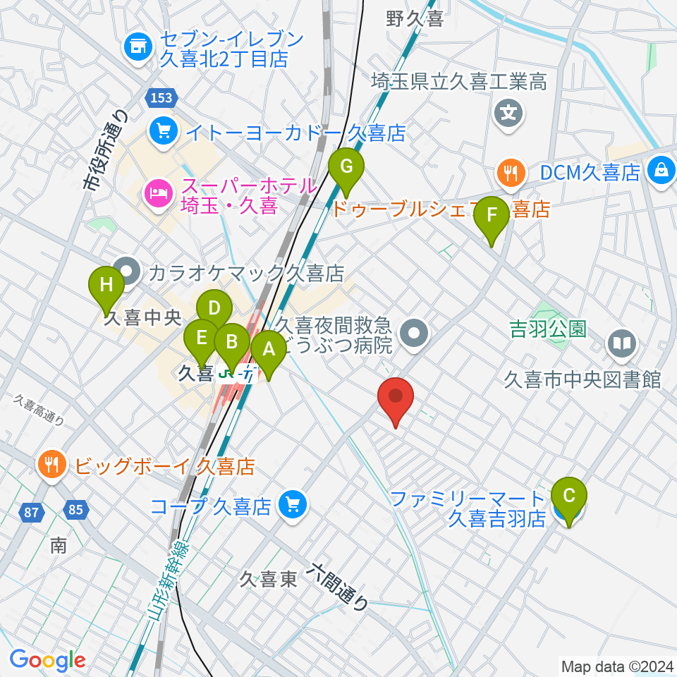 アルプス楽器周辺のコンビニエンスストア一覧地図