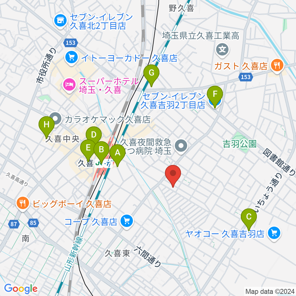 アルプス楽器周辺のコンビニエンスストア一覧地図