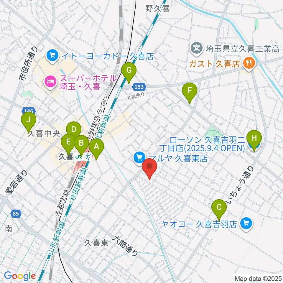 アルプス楽器周辺のコンビニエンスストア一覧地図