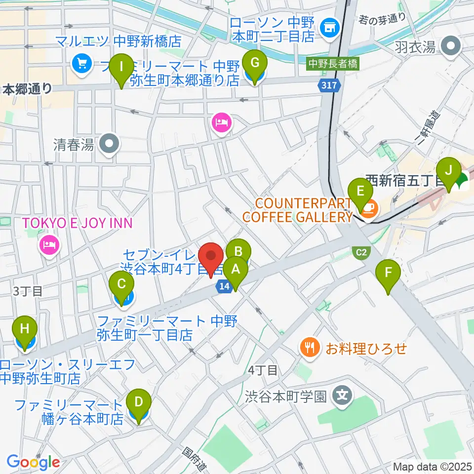 東放学園音響専門学校周辺のコンビニエンスストア一覧地図