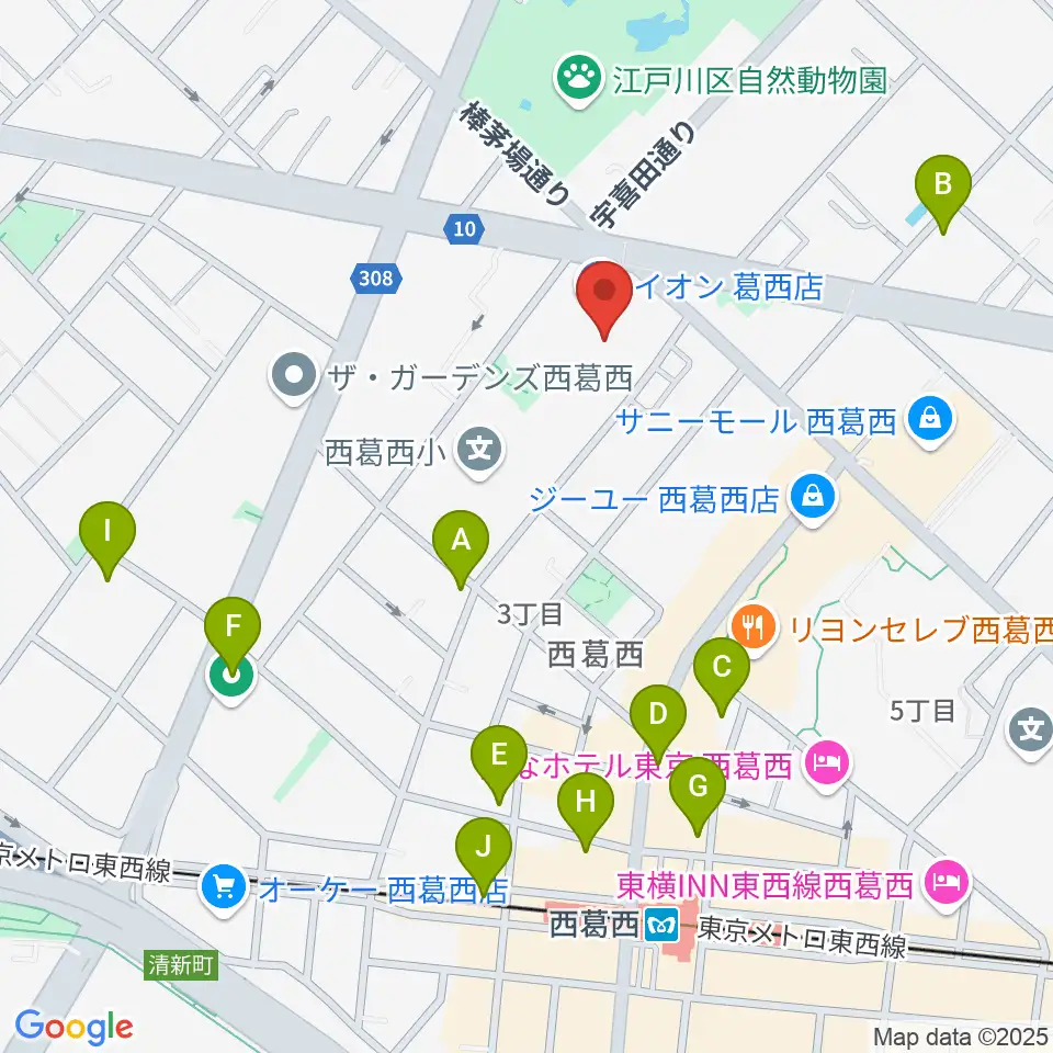 島村楽器 イオン葛西店周辺のコンビニエンスストア一覧地図