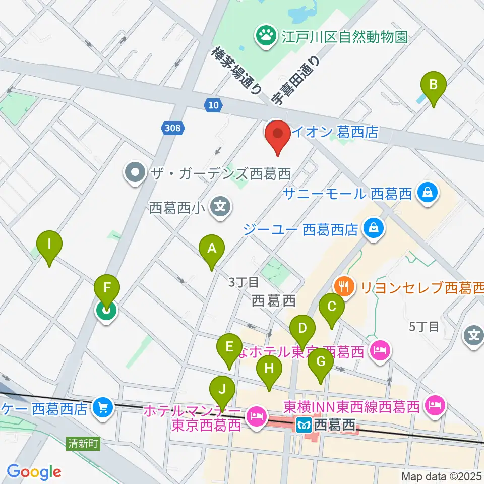 島村楽器 イオン葛西店周辺のコンビニエンスストア一覧地図