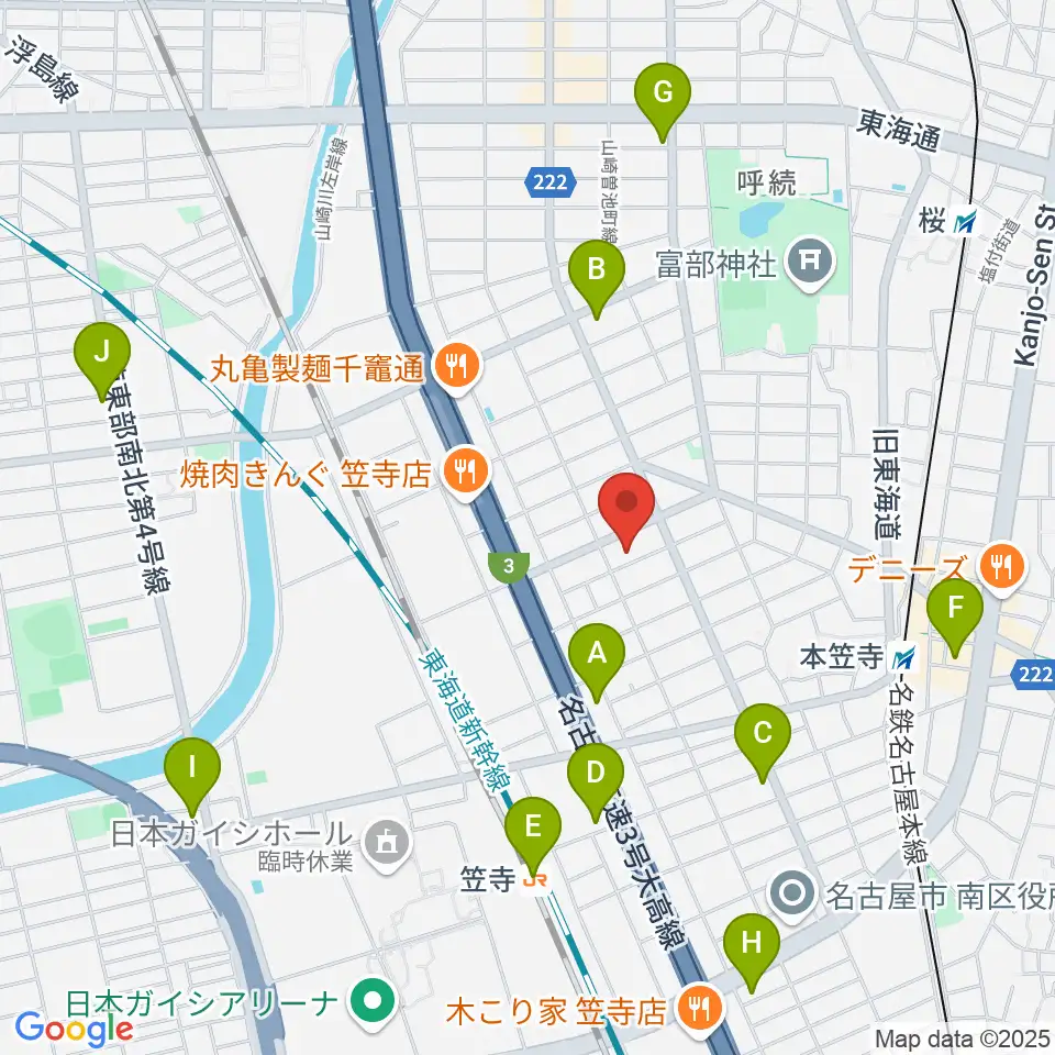 楽器の青ラボ周辺のコンビニエンスストア一覧地図